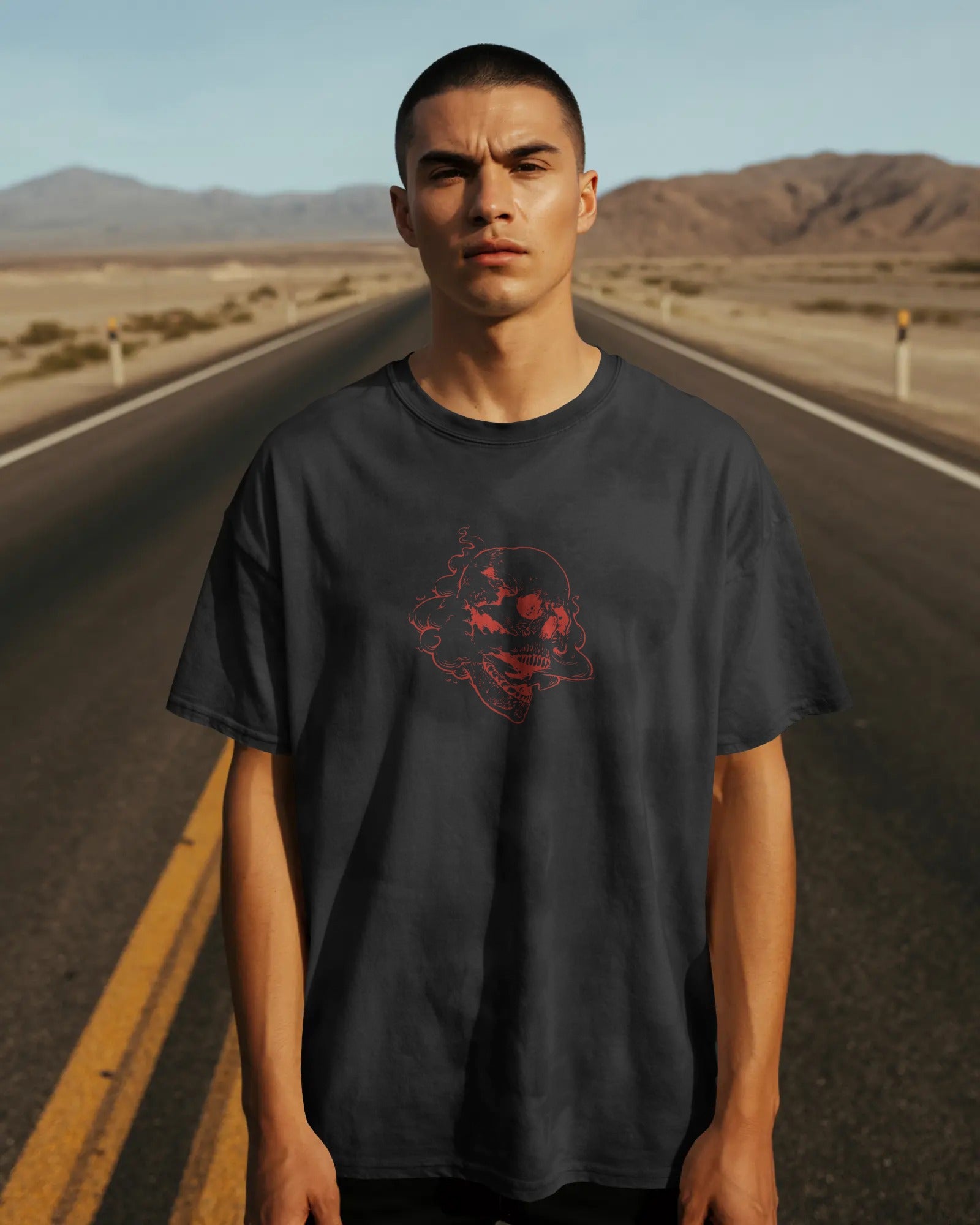 Burning Skull Oversized Tee